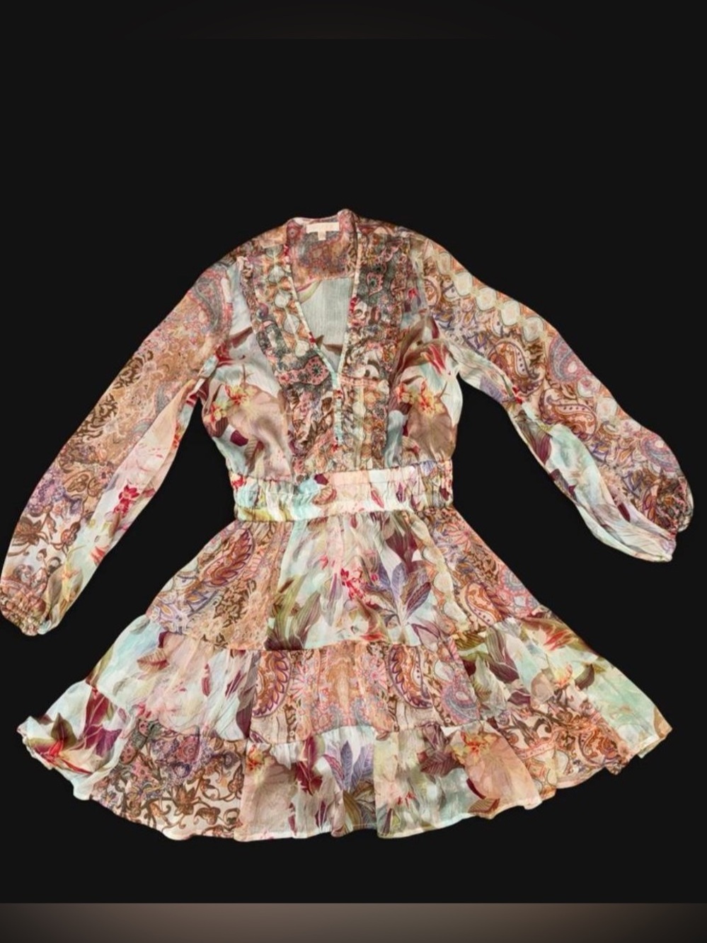 Size: Small. GUESS multicoloured floral dress with ruffles